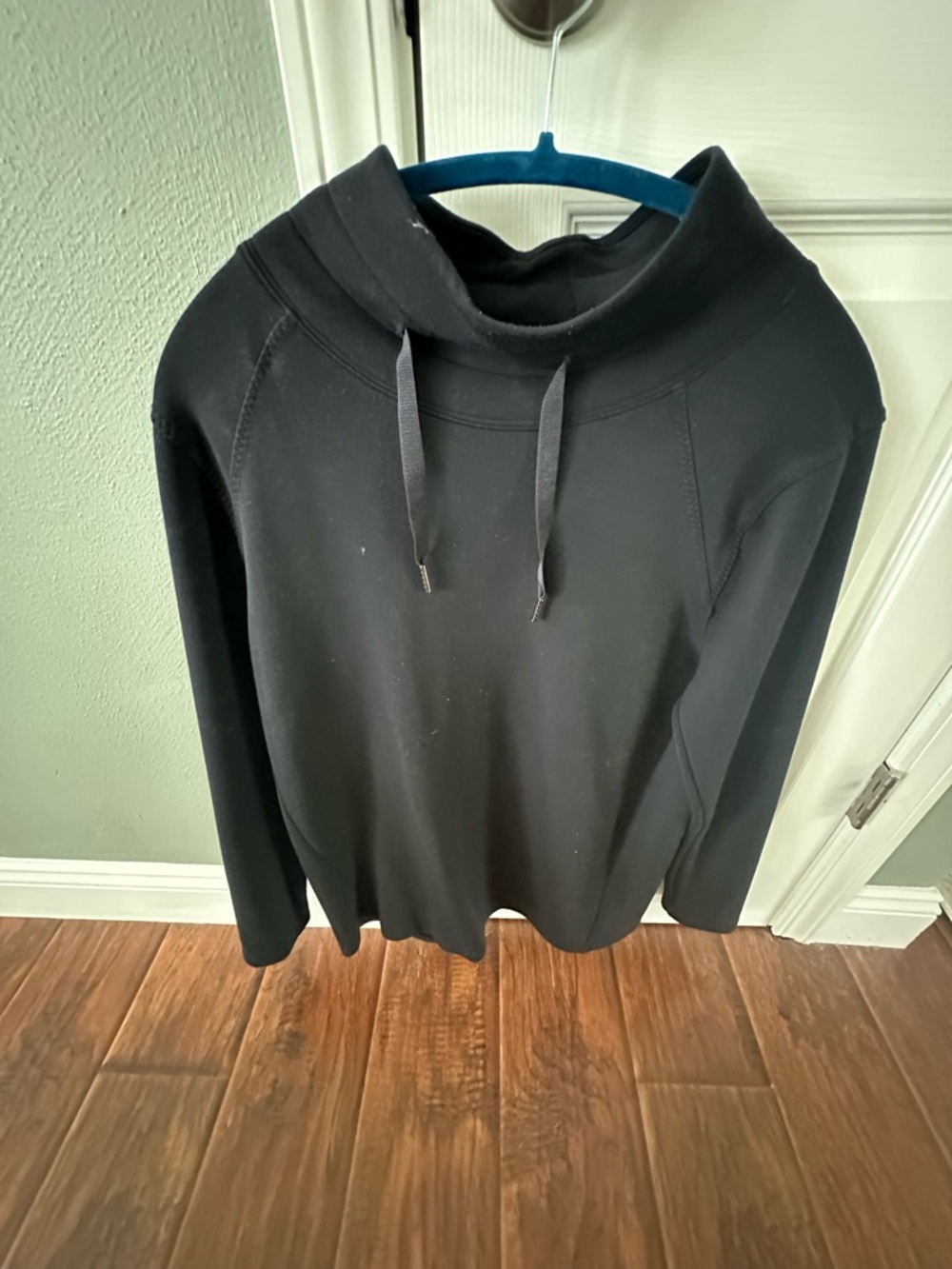 SPANX Women’s Black Turtleneck Sweatshirt with Drawstring